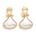 Wholesale two Toned Hammered Metal Teardrop Post Drop Earrings L