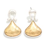 Wholesale two Toned Hammered Metal Teardrop Post Drop Earrings L