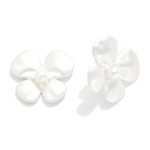 Wholesale metal Flower Post Drop Earring Pearl L