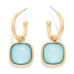 Wholesale linked Metal Hoop Earring Square Glitter Acetate Drop Detail L