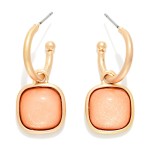Wholesale linked Metal Hoop Earring Square Glitter Acetate Drop Detail L