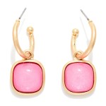 Wholesale linked Metal Hoop Earring Square Glitter Acetate Drop Detail L