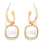 Wholesale linked Metal Hoop Earring Square Glitter Acetate Drop Detail L