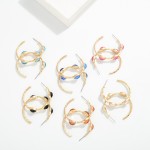 Wholesale metal Hoop Drop Earring Glitter Acetate Oval Stations D
