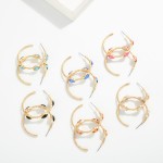 Wholesale metal Hoop Earrings Glitter Acetate Clover Stations L