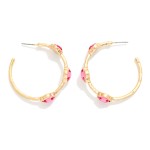 Wholesale metal Hoop Earrings Glitter Acetate Clover Stations L