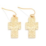 Wholesale textured Metal Cross Drop Earrings L