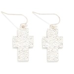 Wholesale textured Metal Cross Drop Earrings L