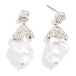 Wholesale metal Post Drop Baroque Pearl Post Drop Earrings L