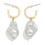 Wholesale metal Hoop Earring Pearl Dangle Detail L