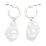 Wholesale metal Hoop Earring Pearl Dangle Detail L