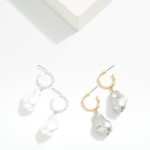 Wholesale metal Hoop Earring Pearl Dangle Detail L