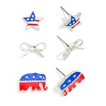 Wholesale set Three Americana Stud Earrings Bow Star Elephant L