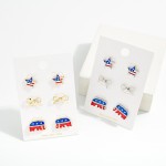 Wholesale set Three Americana Stud Earrings Bow Star Elephant L
