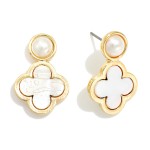 Wholesale pearlescent Clover Pearl Post Drop Earrings L