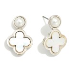 Wholesale pearlescent Clover Pearl Post Drop Earrings L
