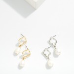Wholesale linked Pearl Beaded Clover Pearl Post Drop Earrings Gold Dipped L