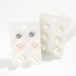 Wholesale graduated Pearl Stud Earring Set three pairs classic faux pearl studs