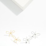 Wholesale metal Wire Bow Stud Earrings Brass Base L