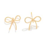 Wholesale textured Metal Bow Stud Earrings Brass Base L