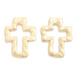 Wholesale hammered Metal Holly Cross Post Drop Earrings Gold Dipped L