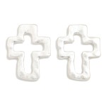 Wholesale hammered Metal Holly Cross Post Drop Earrings Gold Dipped L