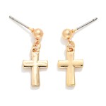 Wholesale cross Metal Ball Post Drop Earrings Gold Dipped L