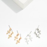 Wholesale cross Metal Ball Post Drop Earrings Gold Dipped L