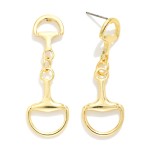 Wholesale metal Linked Horsebits Post Drop Earrings Gold Dipped L