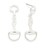 Wholesale metal Linked Horsebits Post Drop Earrings Gold Dipped L