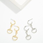 Wholesale metal Horsebit Linked Hoop Drop Earring L Gold Hypoallergenic