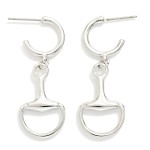 Wholesale metal Horsebit Linked Hoop Drop Earring L Gold Hypoallergenic