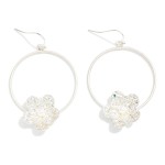 Wholesale metal Hoop Hammered Metal Flower Drop Earrings L