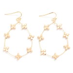 Wholesale meta Teardrop drop Earring Metal Flower Stations L