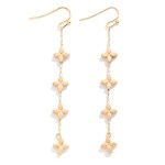 Wholesale chain Link Drop Earrings Metal Clover Stations L