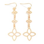 Wholesale linked Textured Metal Clovers Drop Earrings L
