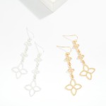 Wholesale linked Textured Metal Clovers Drop Earrings L