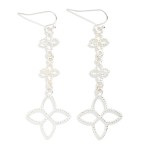 Wholesale linked Textured Metal Clovers Drop Earrings L