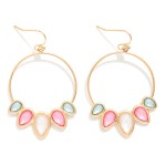 Wholesale metal Drop Hoop Earrings Acetate Teardrop Details L
