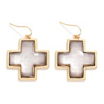 Wholesale cross Glass Crystal Drop Earring Metal Tones L