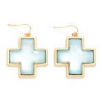 Wholesale cross Glass Crystal Drop Earring Metal Tones L