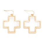 Wholesale cross Glass Crystal Drop Earring Metal Tones L