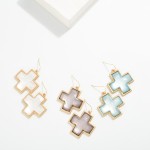 Wholesale cross Glass Crystal Drop Earring Metal Tones L