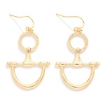 Wholesale textured Metal Hoop Horsebit Drop Earrings L