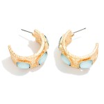 Wholesale chunky Hammered Metal Hoop Earrings Square Acetate Details D