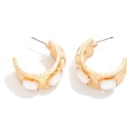 Wholesale chunky Hammered Metal Hoop Earrings Square Acetate Details D