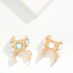 Wholesale chunky Hammered Metal Hoop Earrings Square Acetate Details D