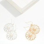 Wholesale hollow Metal Flower Drop Earrings Pearl Detail L