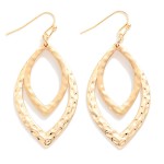 Wholesale nesting Hammered Metal Navette Drop Earrings L