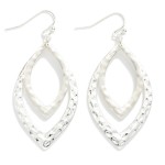 Wholesale nesting Hammered Metal Navette Drop Earrings L